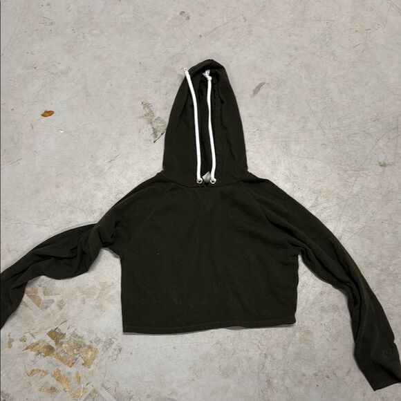 Women's Green Hoodie Crop Top - Like New - Drawstring Hoodie - Size Medium - Picture 1 of 3